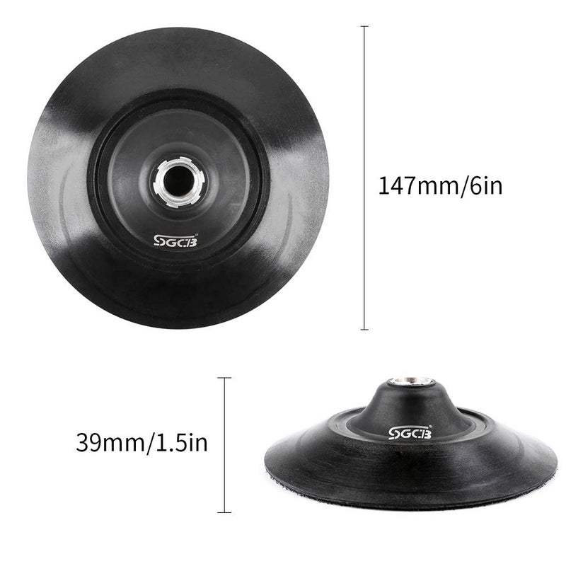 SGCB 6â€ RO Rotary Flexible Backing Plate, Hook-and-Loop Face 5/8â€ Thread PU Soft Backing Pad Used On Rotary Polisher Sander for Sanding Polishing Buffing Finishing - Image 2